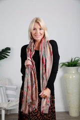 Pale Khaki Abstract Gold Fleck Scarf - bestacaiberryselect