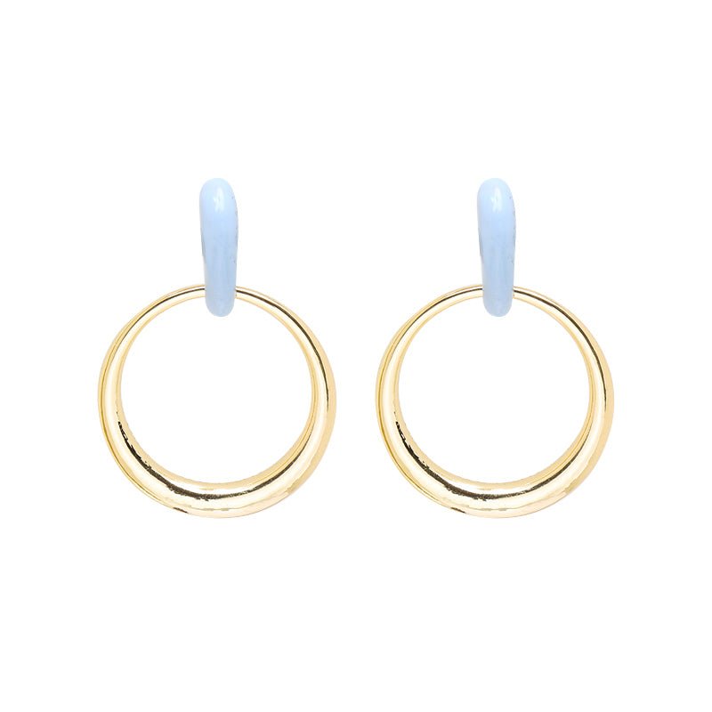 Pastel Blue Colour Block Hoop Earrings - bestacaiberryselect