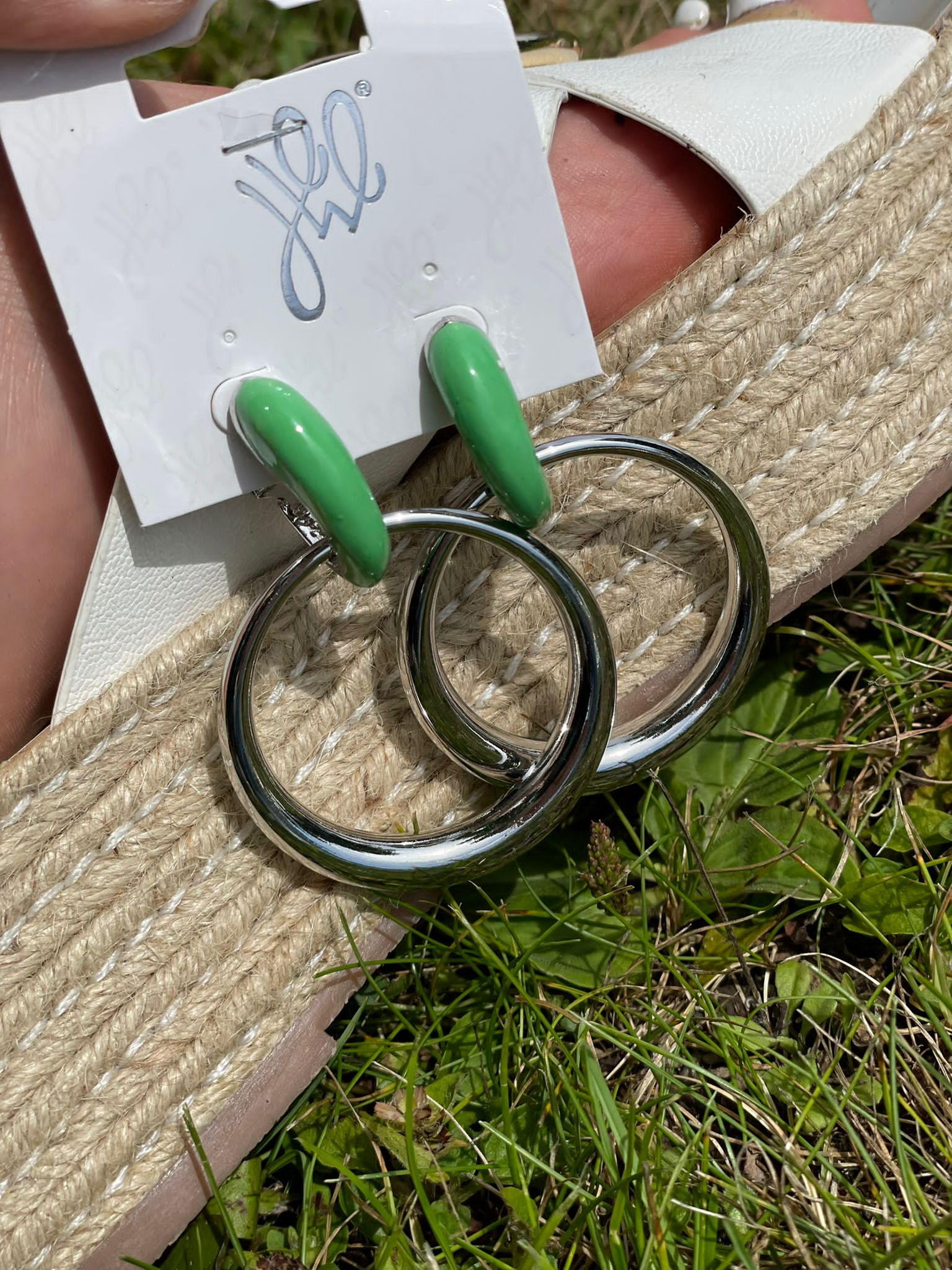 Pastel Green Colour Block Hoop Earrings - bestacaiberryselect