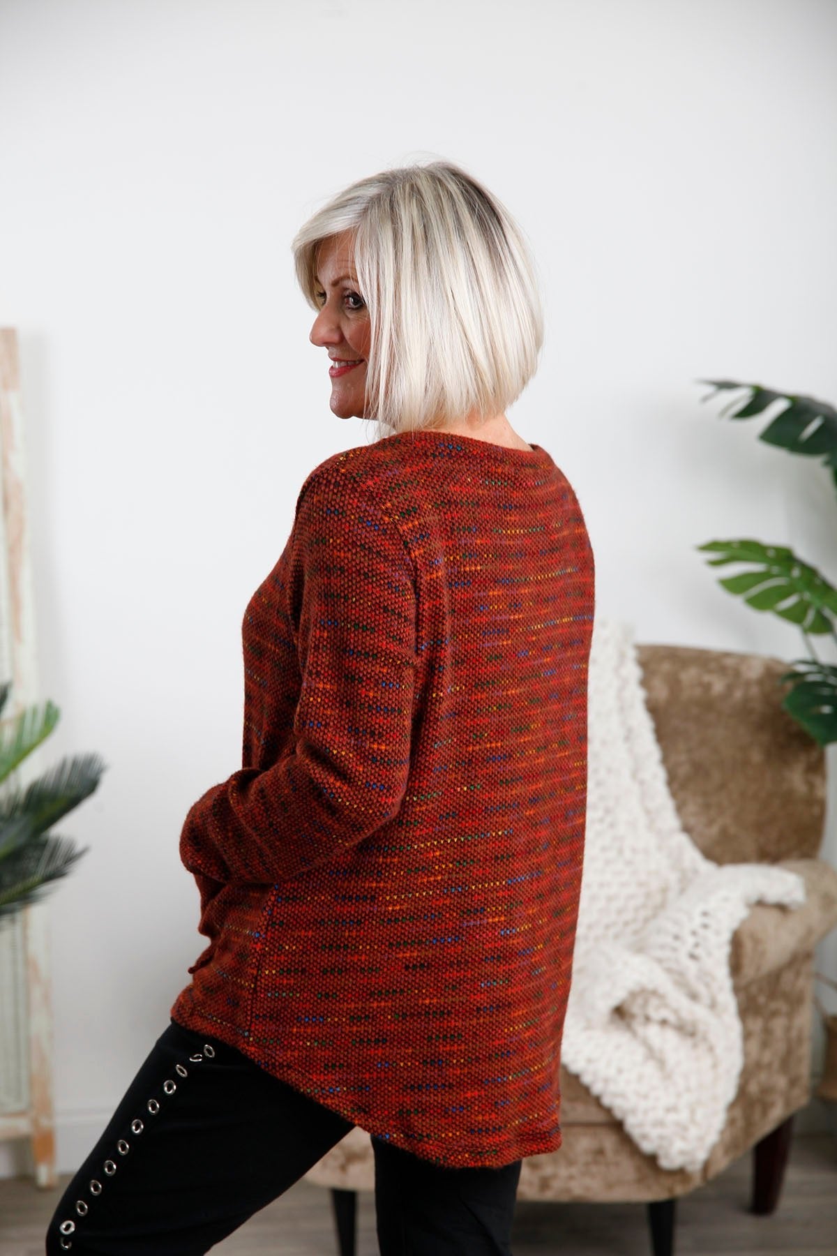 Rust Freida Fleck Pocket Top - bestacaiberryselect