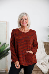 Rust Freida Fleck Pocket Top - bestacaiberryselect