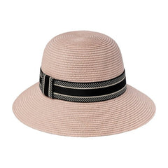 Shell Pink Round Summer Straw Hat - bestacaiberryselect