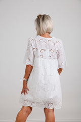 White Broderie Longline Tassel Tunic - bestacaiberryselect