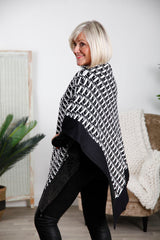 White Davina Diamante Edge Poncho - bestacaiberryselect