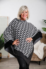 White Davina Diamante Edge Poncho - bestacaiberryselect