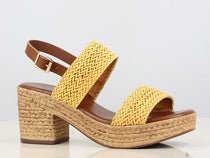 Woven Block Heel Sandals Yellow - bestacaiberryselect