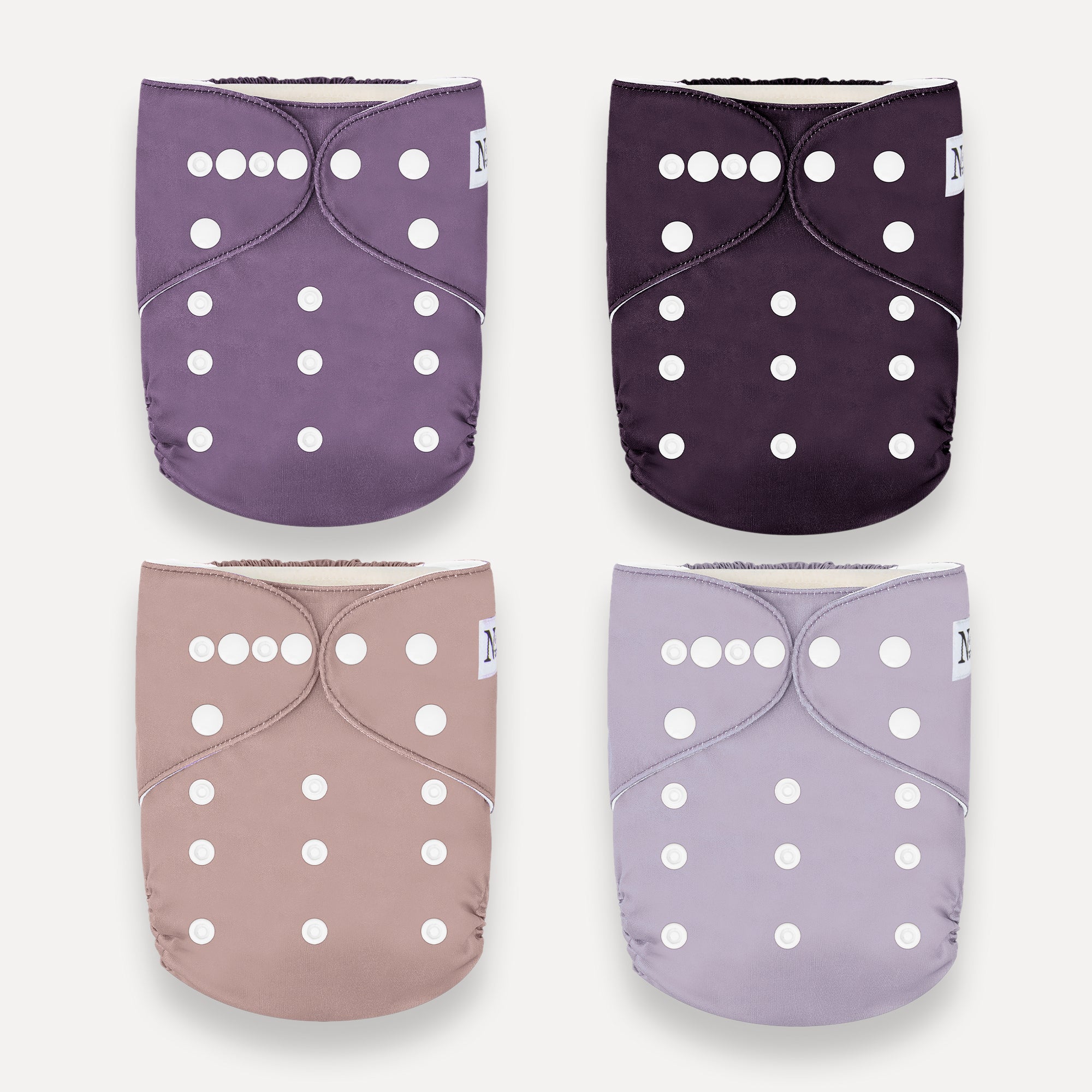 Amethyst 4-Pack Cloth Pocket Diapers with 4 Bamboo Inserts 
