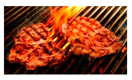 Meat grilling on Joe's BBQ Boat Rental