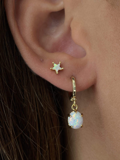 Opal Solitaire Ear Huggies
