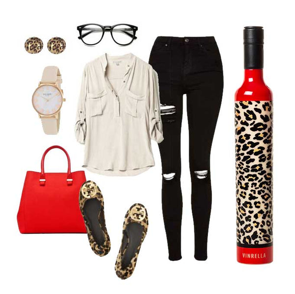 Vinrella Leopard Print Wine Bottle Umbrella Outfit Inspiration