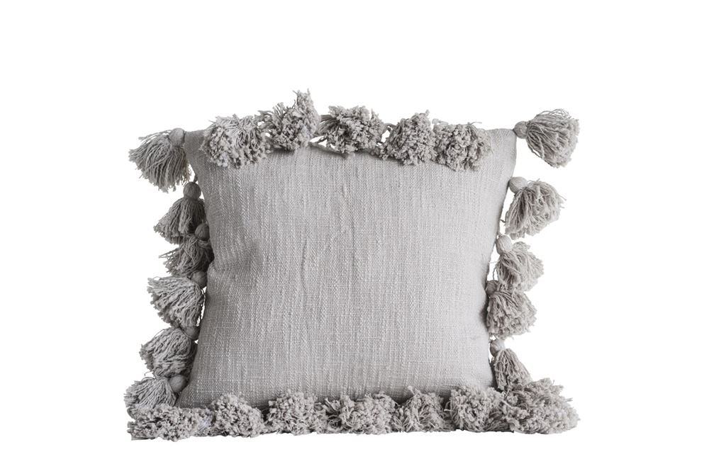 Gray Tassel Pillow – The Driftwood Haus