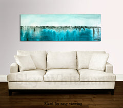 Textured high gloss diepte kleur panoramic abstract art blue contemporary painting