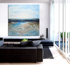 Lusting for blue contemporary landscape painting abstract seascape ocean art modern wall decor by sky whitman