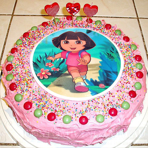Dora birthday cake edible image