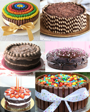 Decorated chocolate cakes