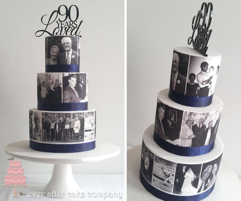 Black and White photo edible cake wrap