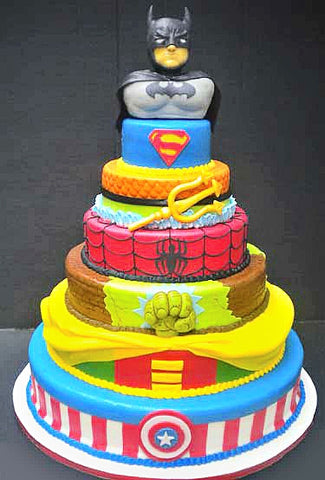 Huge super hero tiered cake