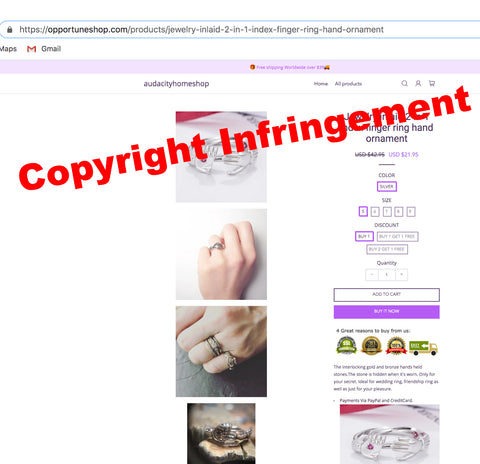 copyright infringement Jewelry inlaid 2-in-1 index finger ring hand ornament opportuneshop xshoppy