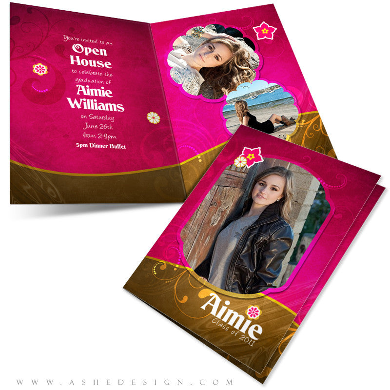 5x7 Folded Card Design - Chocolate Raspberry Swirl