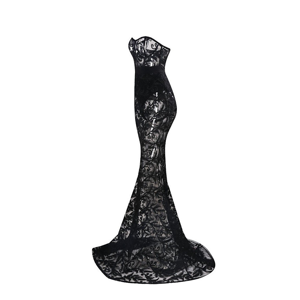 Black Lace Evening Gown - Maison du Roi - 5