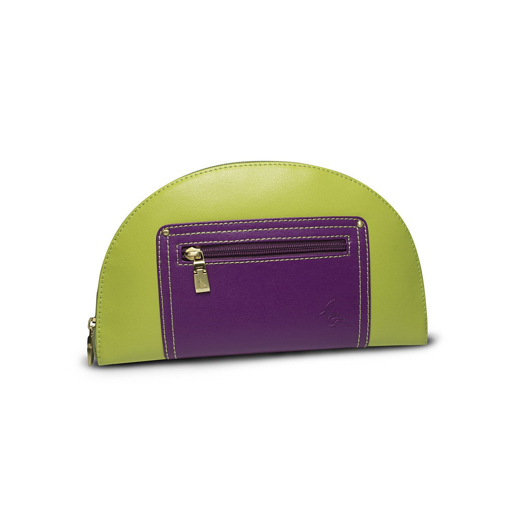 Luxury bags | Green/Purple Saffiano Leather Clutch - Hoopoe - Similar to Chanel - Maison du Roi - 1