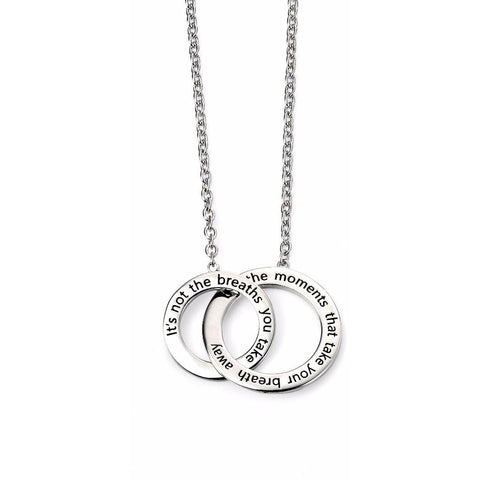 Rhodium plated double engraved necklace