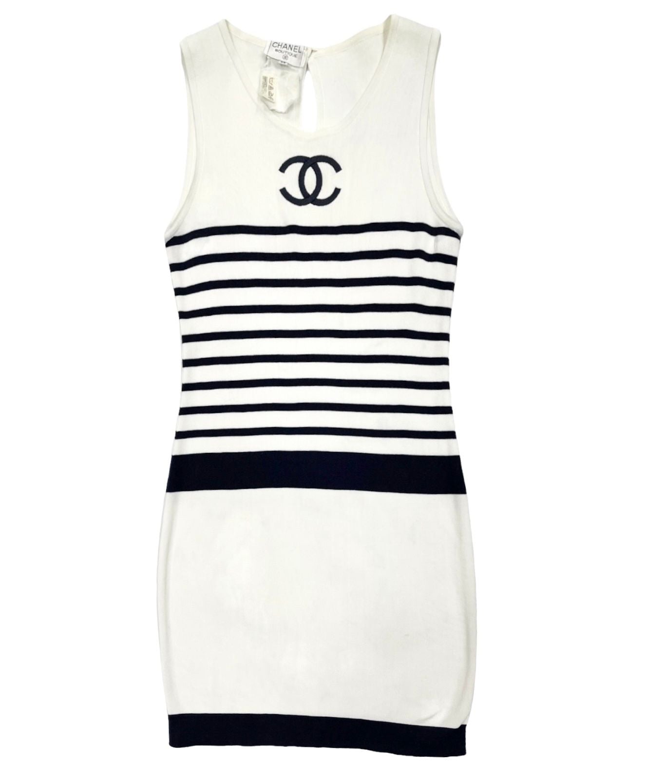 Vintage Chanel Striped Jumbo Logo Dress