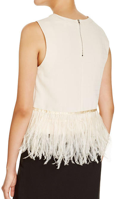 Endless Rose - Sleeveless Feather Top in Nude - Cimiche