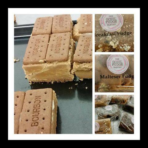 Limited edition Ochil Fudge Pantry's Bourbon Fudge, Breakfast Fudge and Malteser Fudge