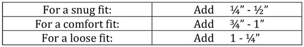 Bracelet Sizing Chart