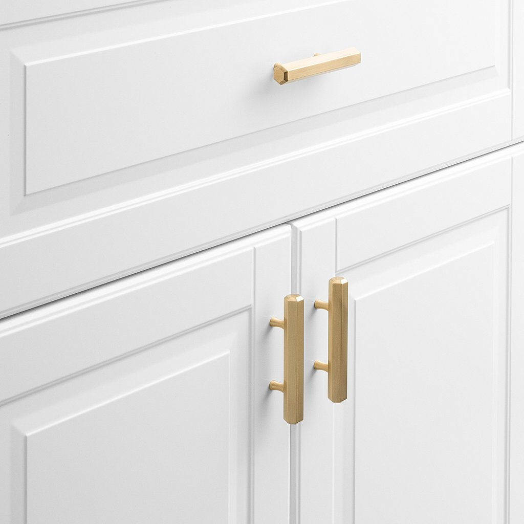 cabinet doors with gold hardware