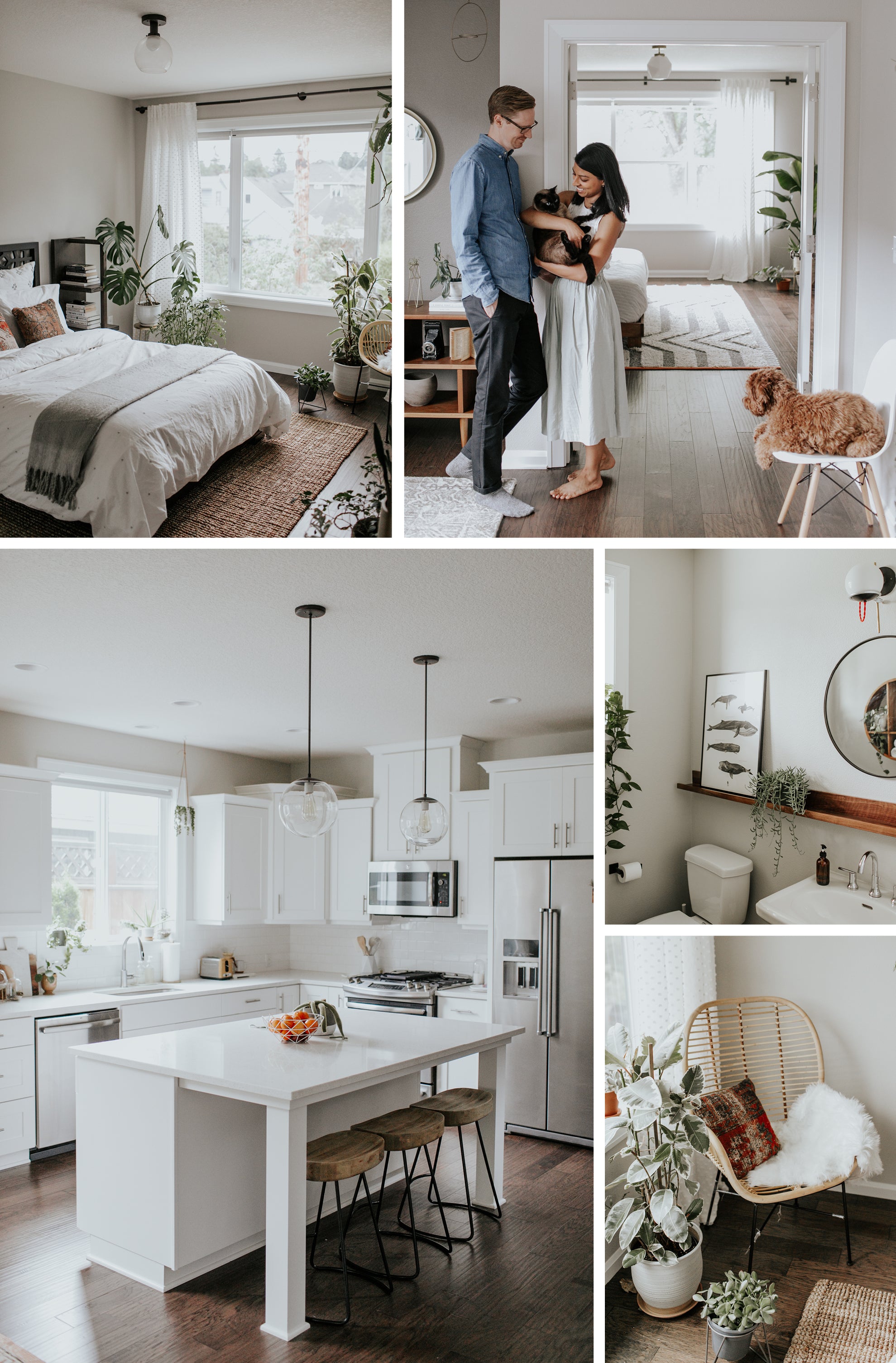 man and woman taking a picture in their home