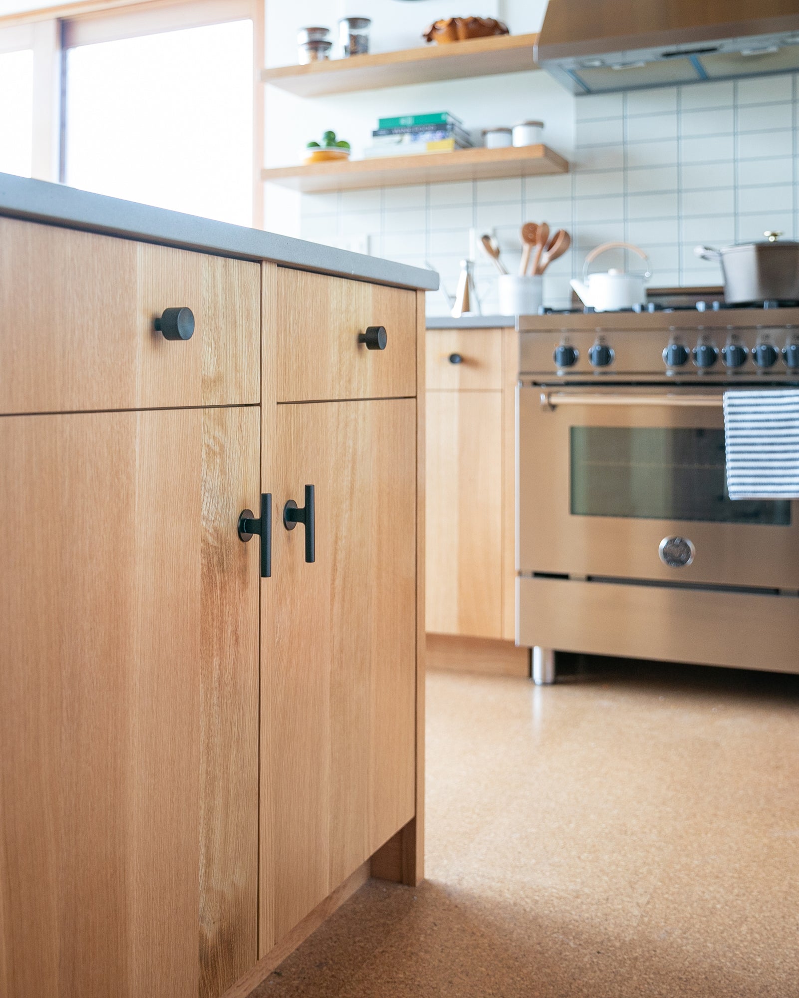 kitchen with wooden cabinets and a stainless steel oven