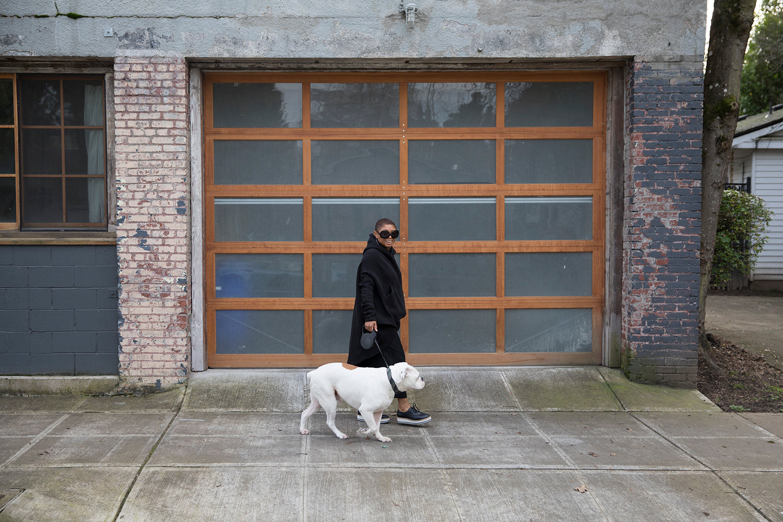 person walking a dog