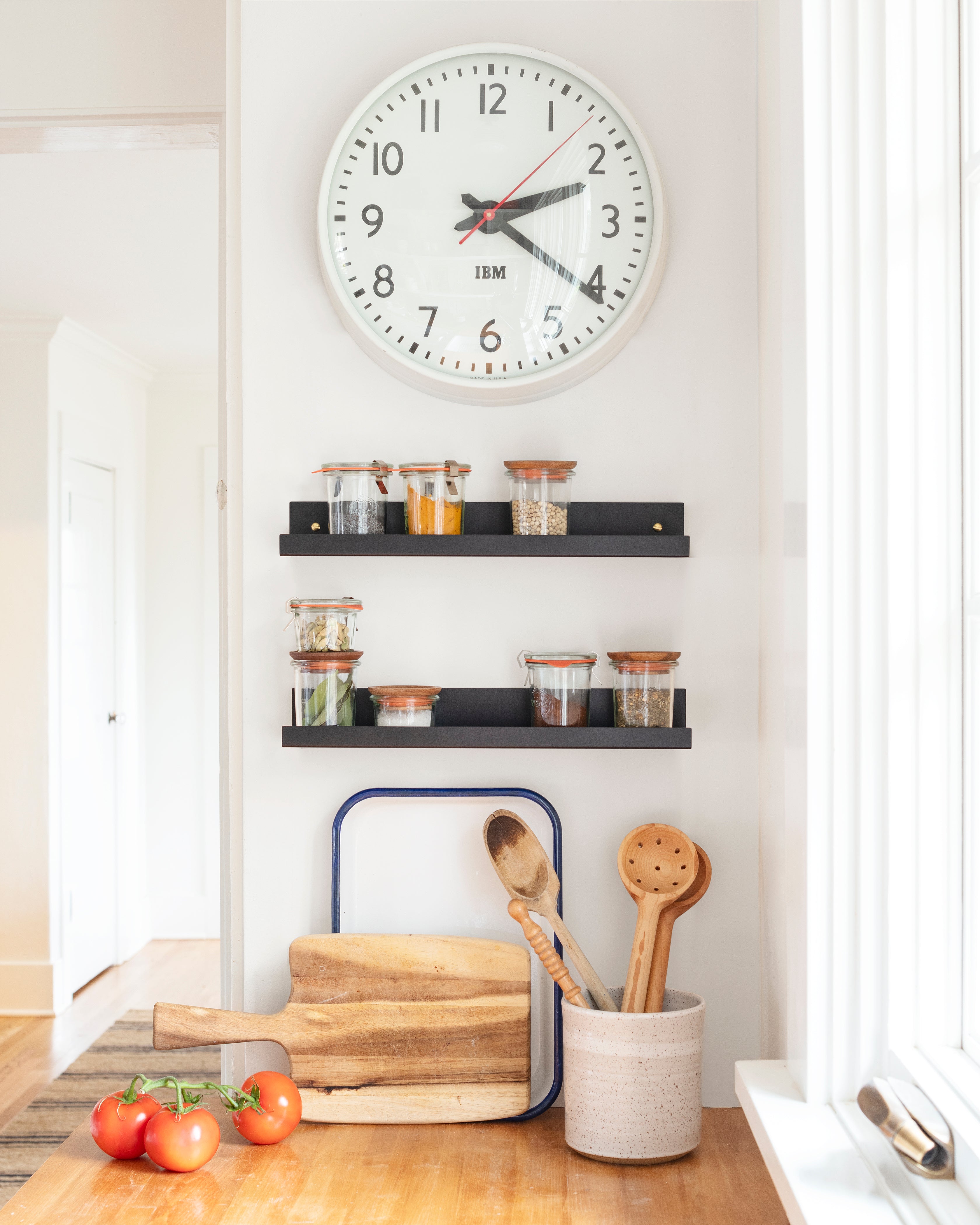 clock on a wall in the kitchen