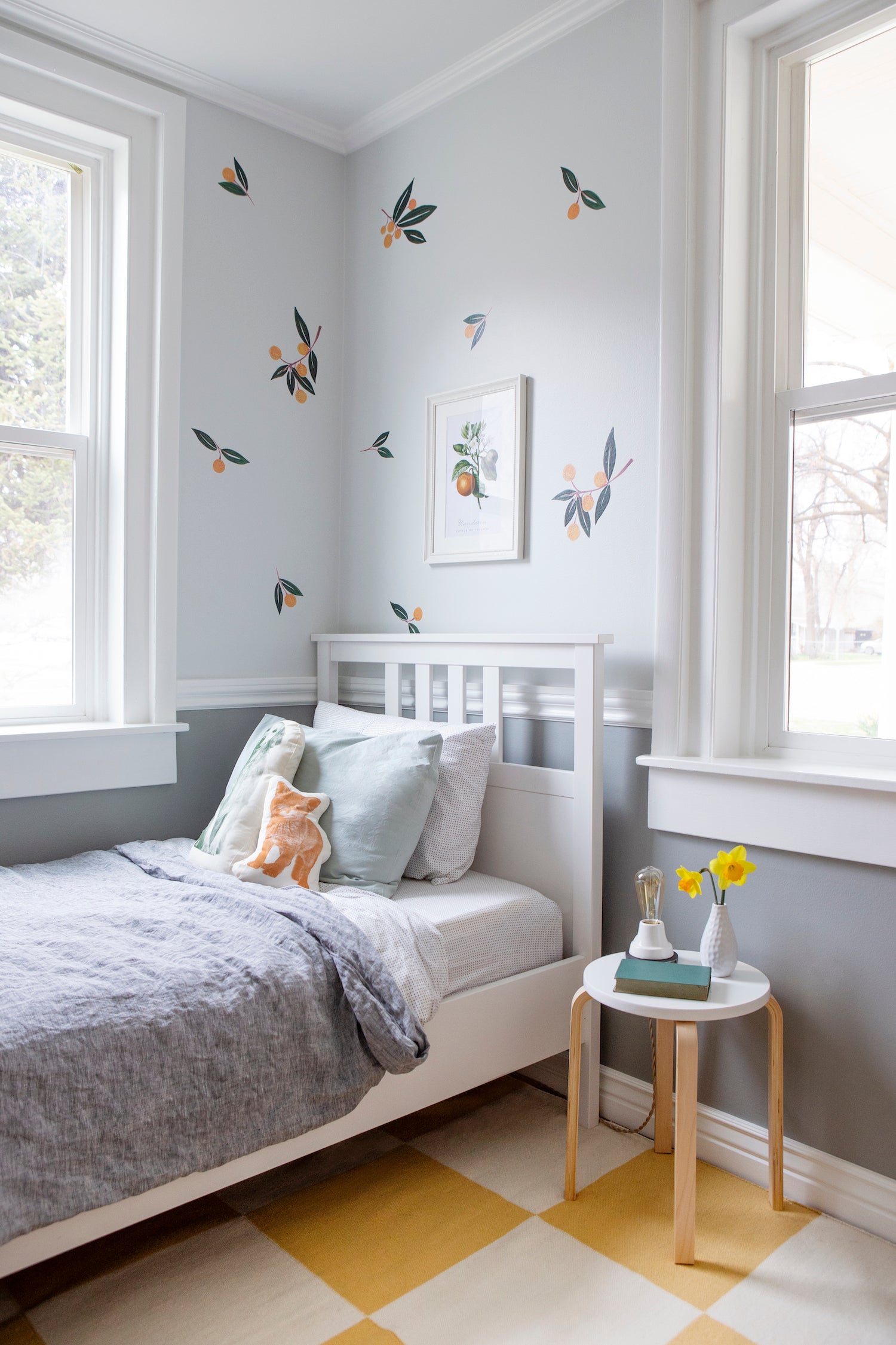 bedroom with a bed and a table