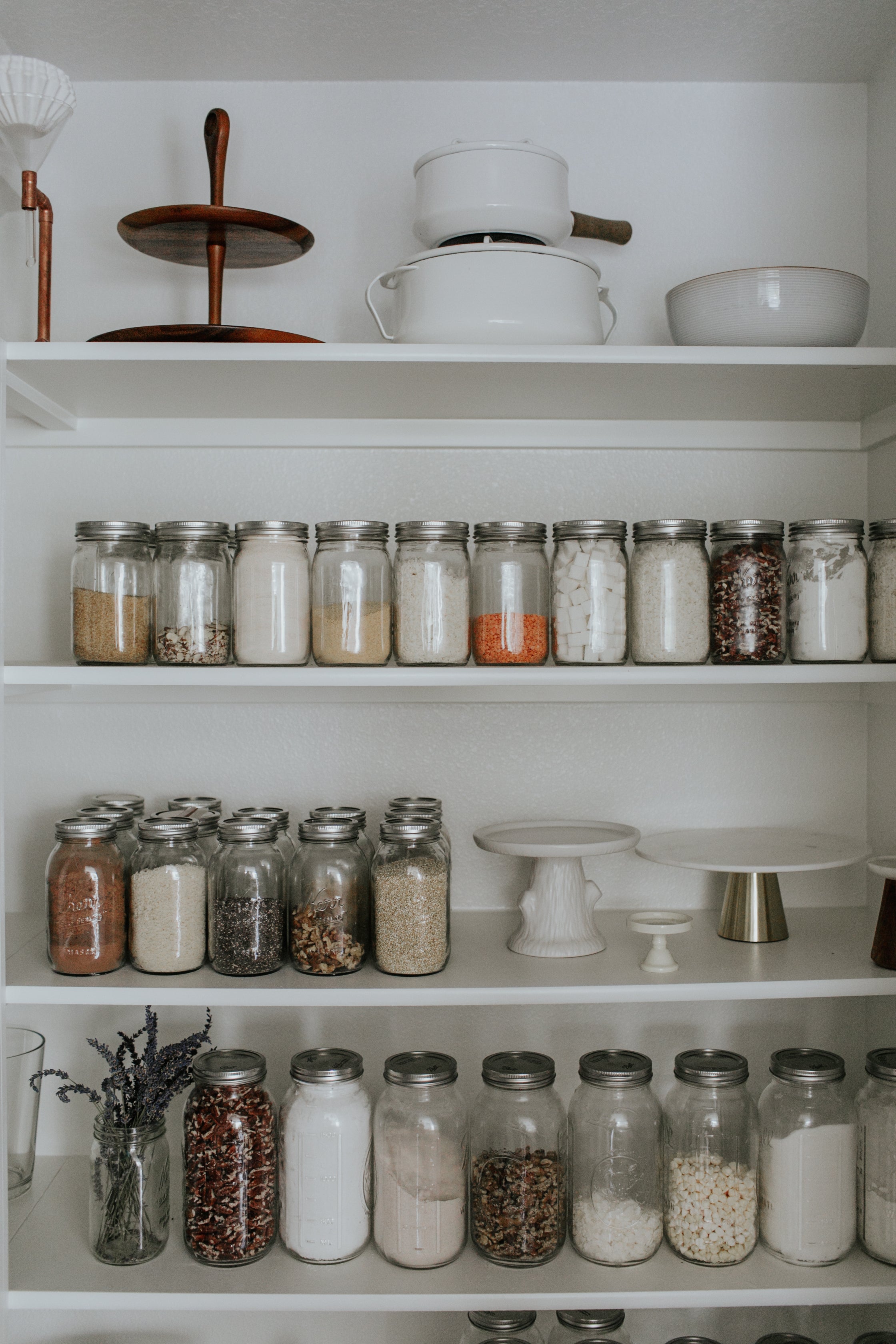 shelves with jars of spices