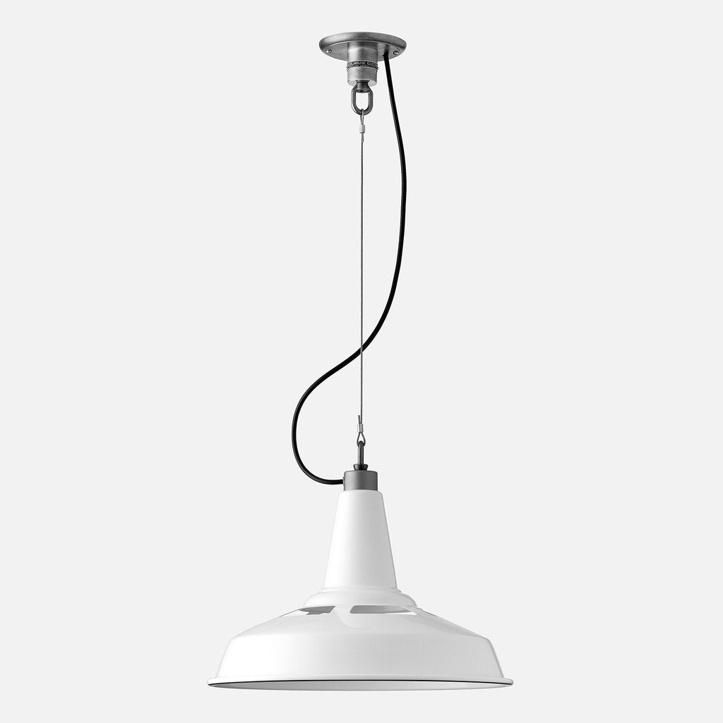 white lamp with a base