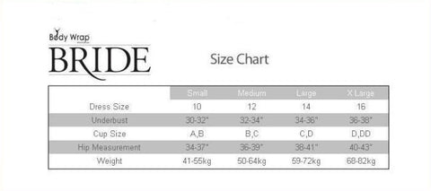 Body Wrap Bride Shapewear Size Chart