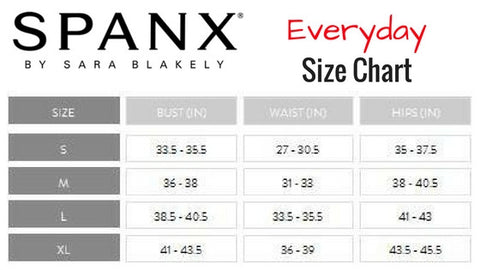 Spanx Everyday Firm Control Thong Size Chart