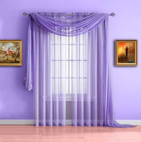 Lilac Purple Sheer Window Curtains for kids room