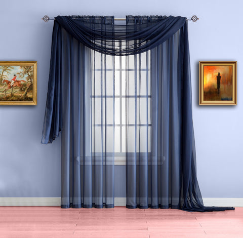 Navy Blue Sheer Window Curtains for Boys Room
