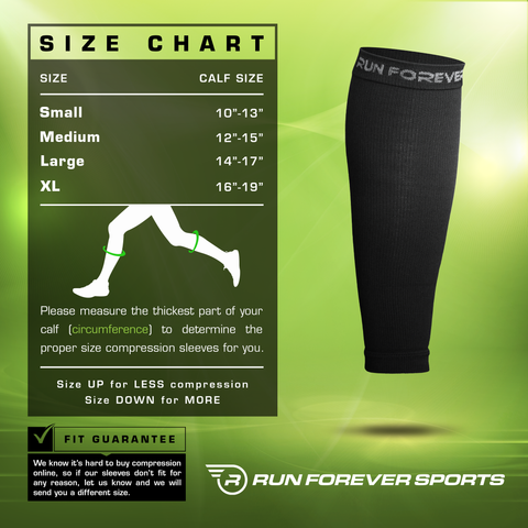 Sizing - Calf Compression Sleeves - Run Forever Sports