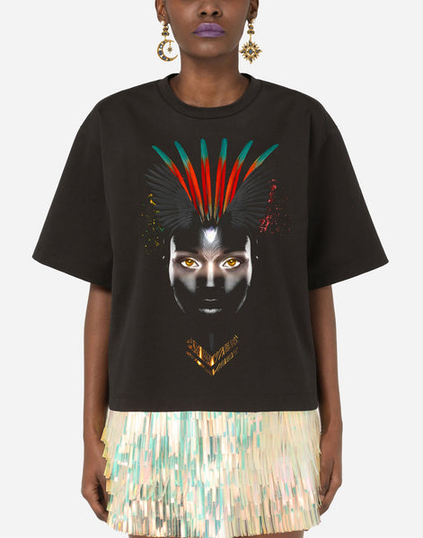 African Woman with Feathers T-shirt