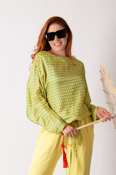 Yellow Viscose top SIERA - EUG FASHION