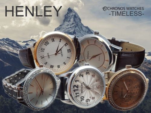 Men's Henley Quartz Watch w/ Black Leather Strap Round Face (A01C) H02097.34GL