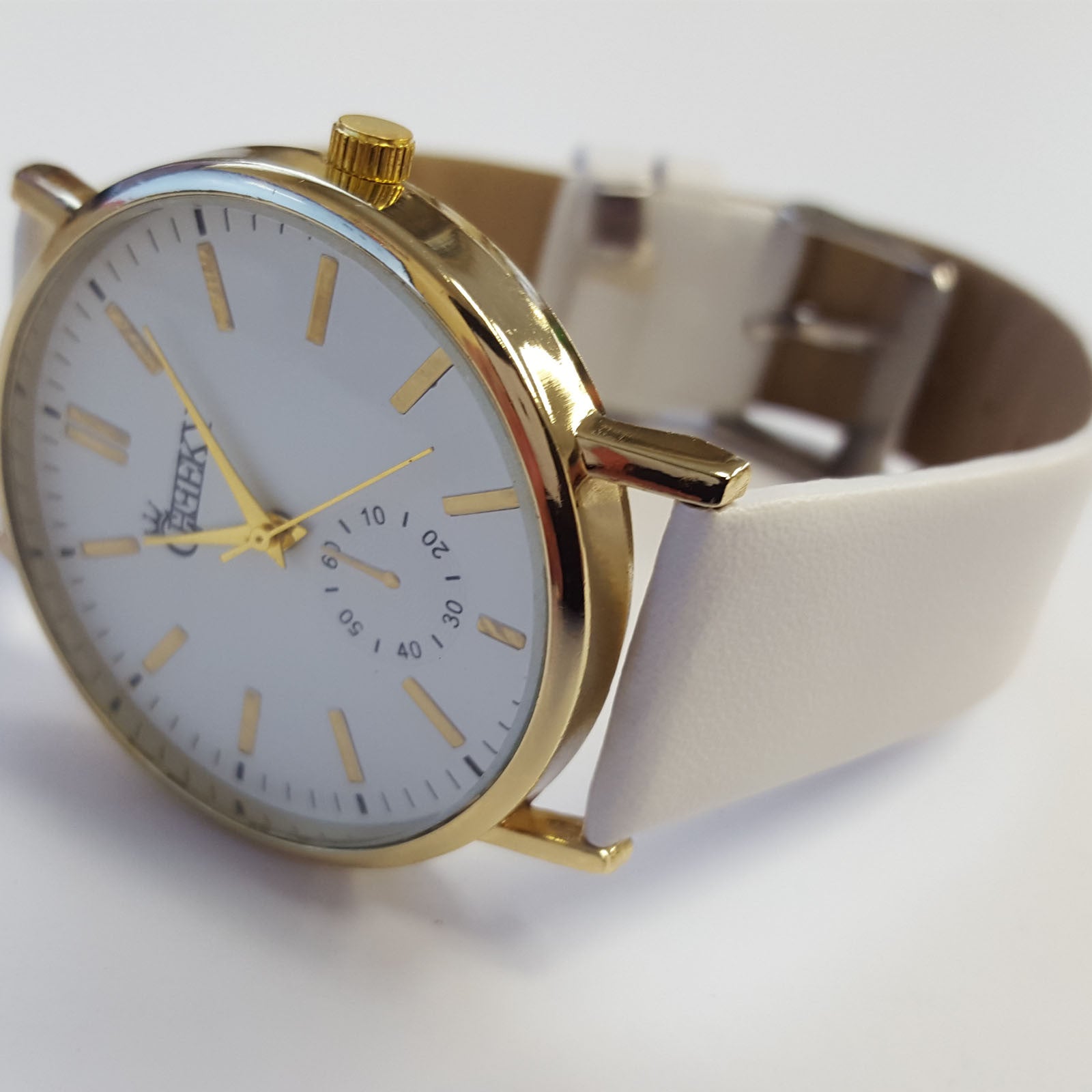 Cheeky Ladies Faux Leather Strap White Dial Analogue Watch HE010 White