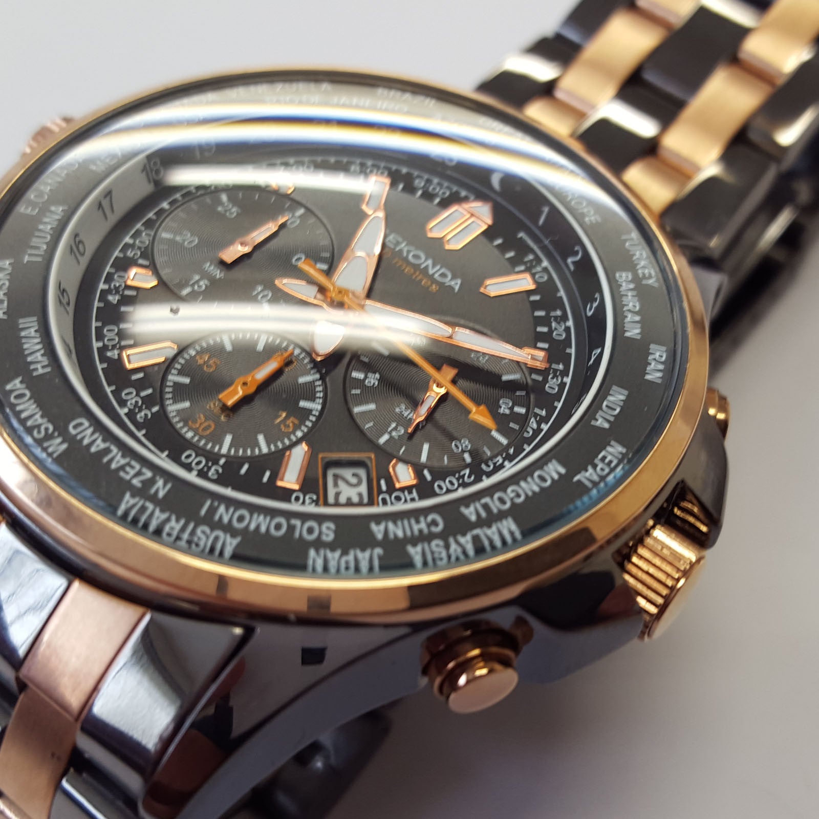 Sekonda Mens Quartz Watch Black Dial Chronograph Display Stainless Steel 1025