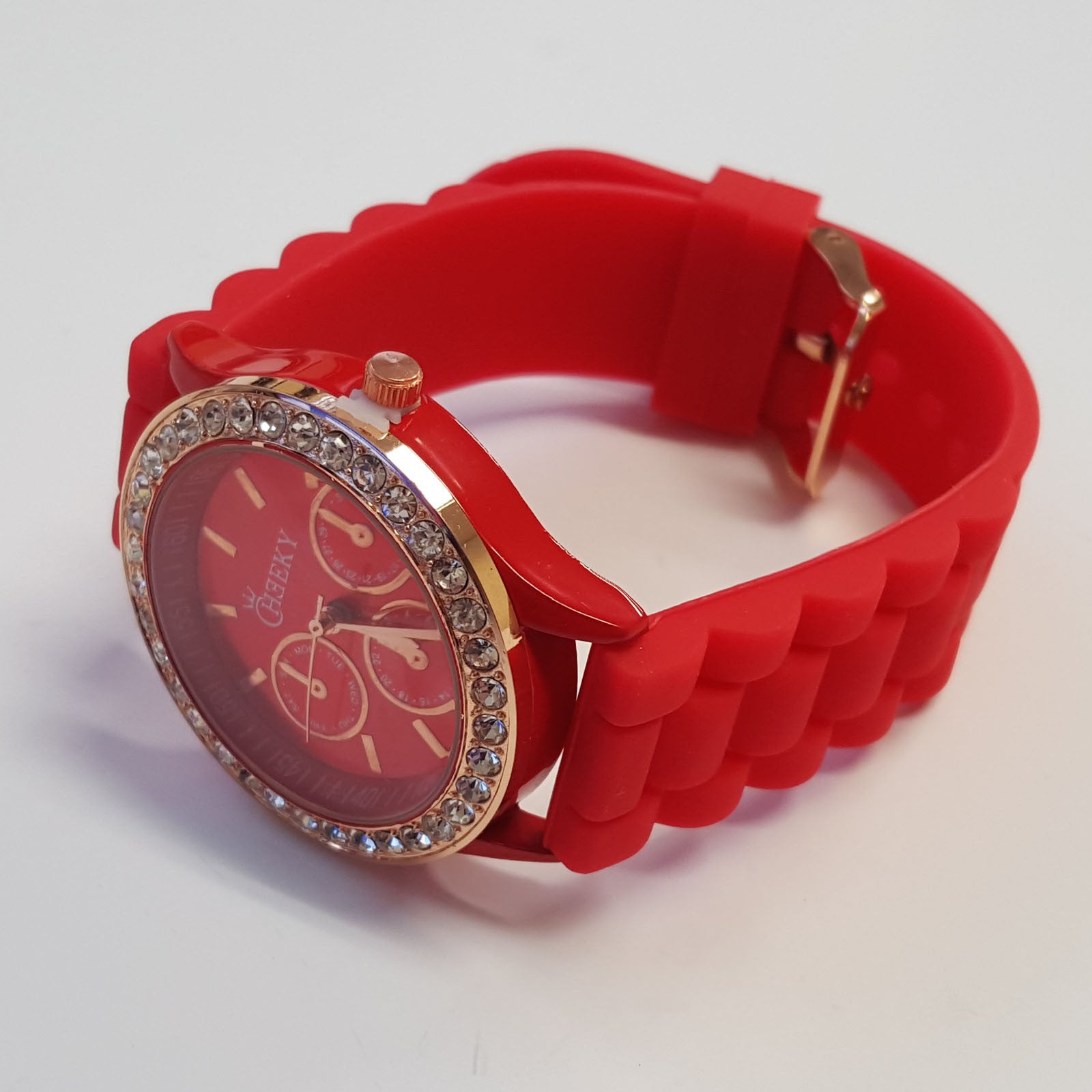 Cheeky Ladies Watch Red Dial Analogue Red Silicone Strap HE001 Red