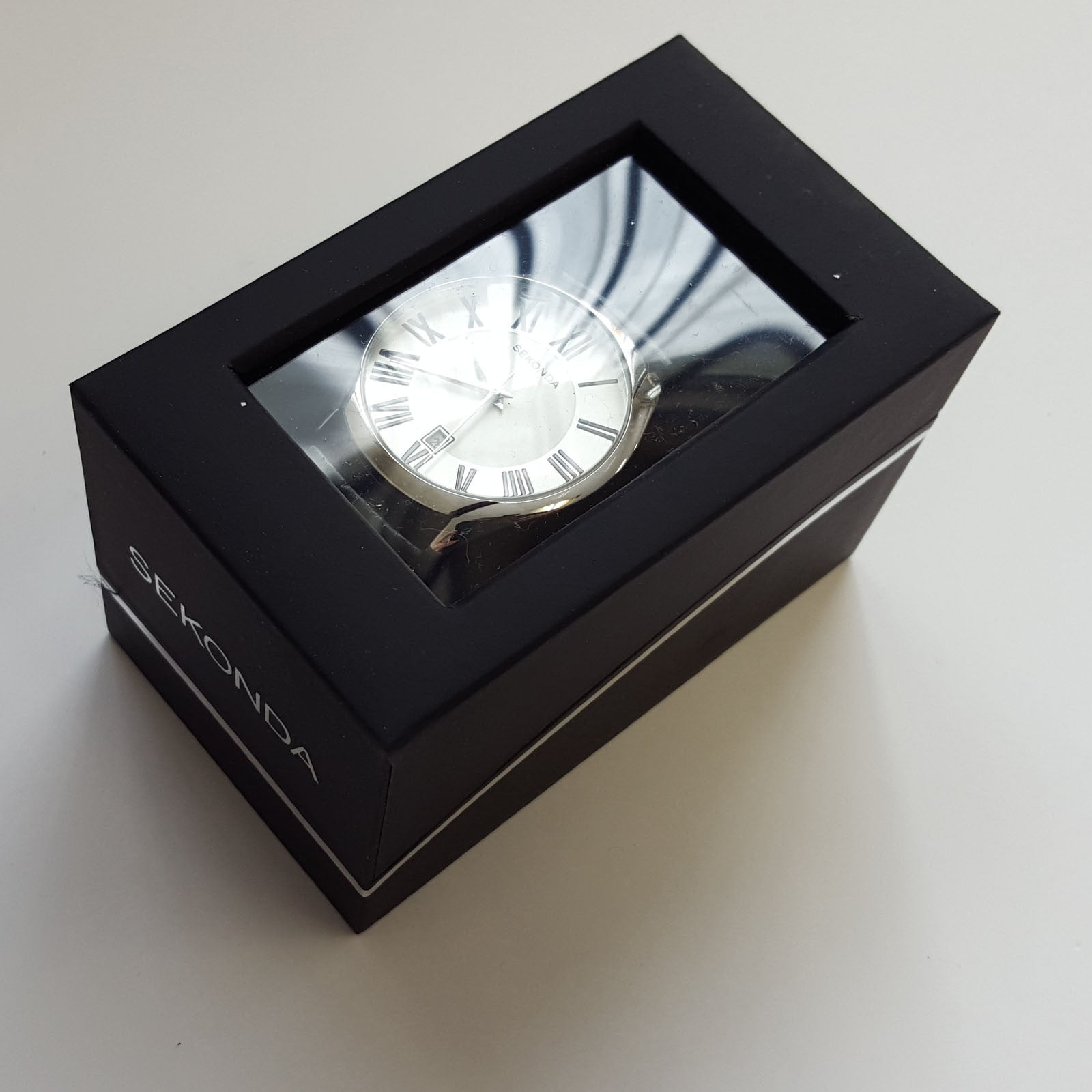 Mens Sekonda Black Leather White Dial Stainless Steel Case Luxury Watch 3456
